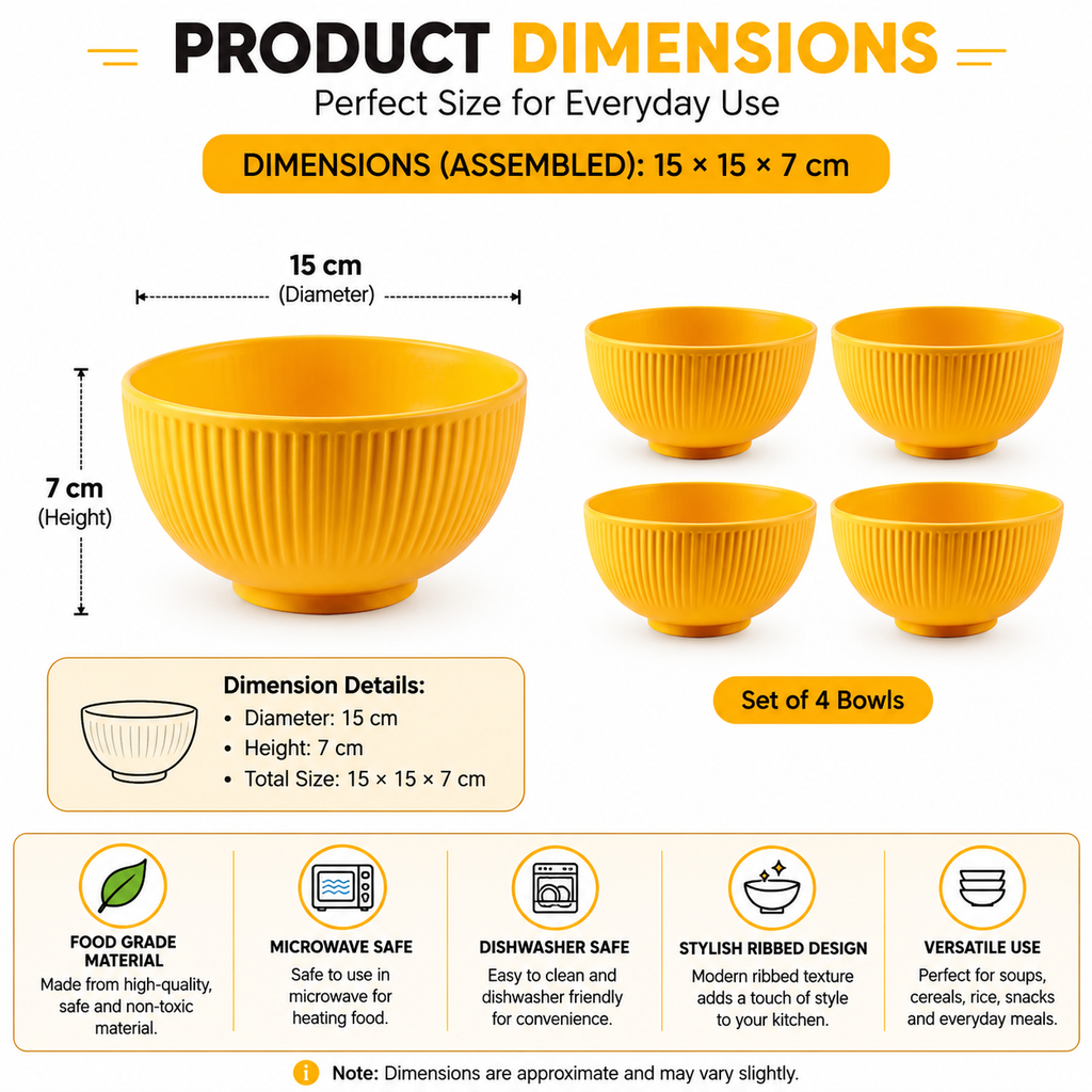4 Piece Wheat Straw Bowl Set Shatter Resistant Reusable Serving Bowls for Home and Dining - Green