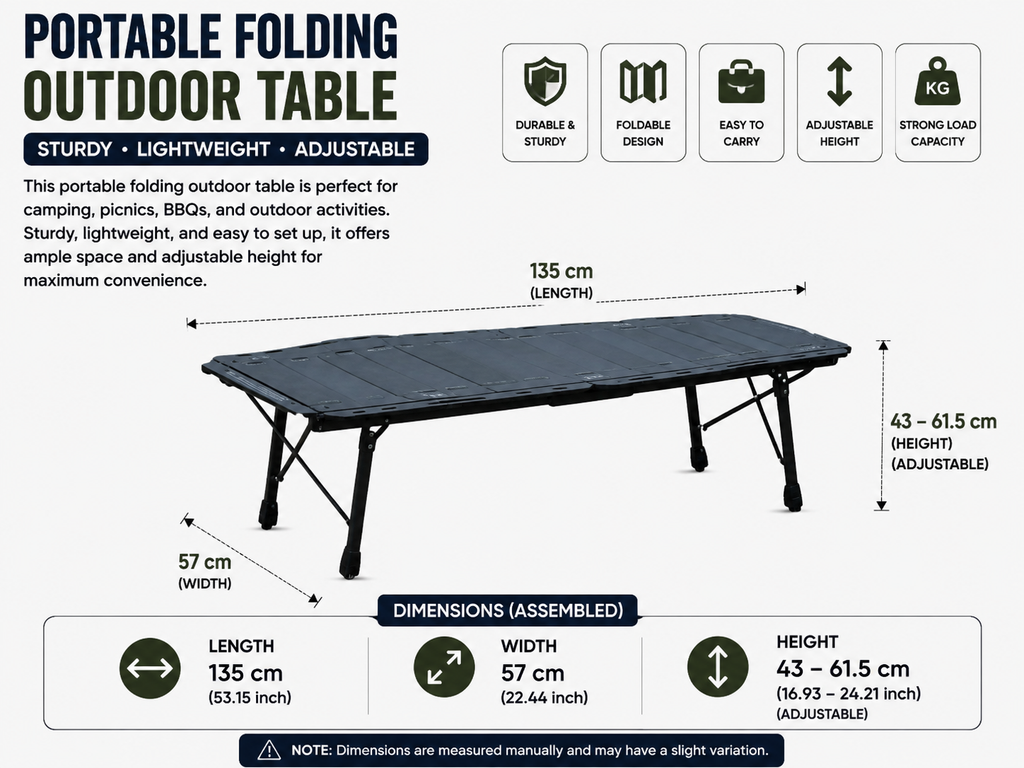 Camping Table 5 Unit IGT Aluminum Alloy Modular Folding BBQ Station – Black