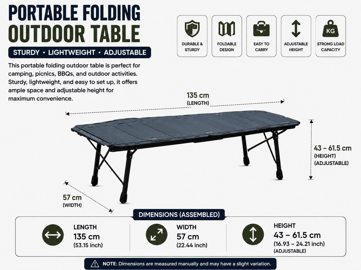 Camping Table 5 Unit IGT Aluminum Alloy Modular Folding BBQ Station – Black