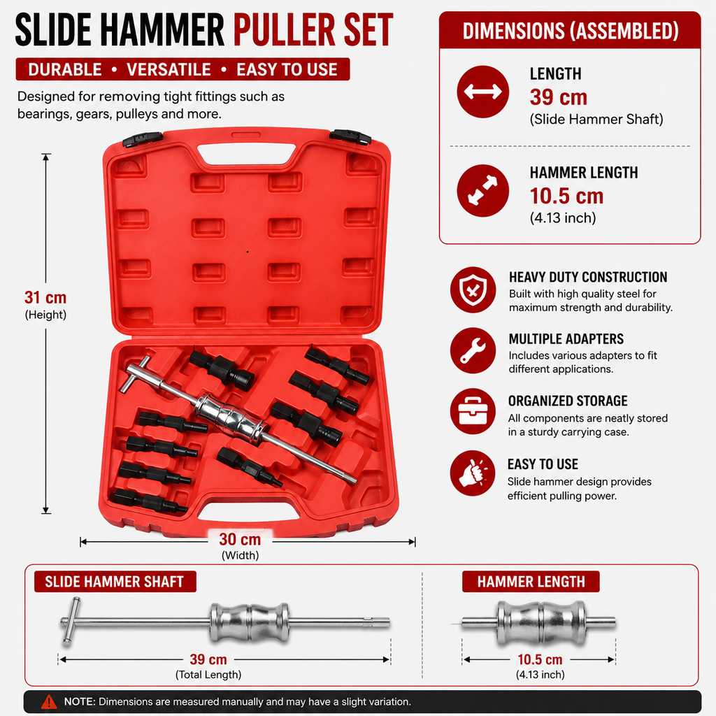 Heavy Duty 10 Piece Slide Hammer Internal Bearing Puller Kit Multi Function Blind Hole Removal Tool