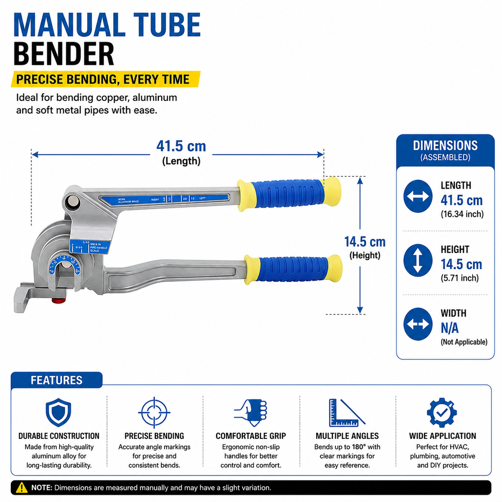Tube Bender Tool Heavy Duty 3 in 1 180° Pipe Bending Tool for 6.35mm 9.52mm 12.7mm Tubing