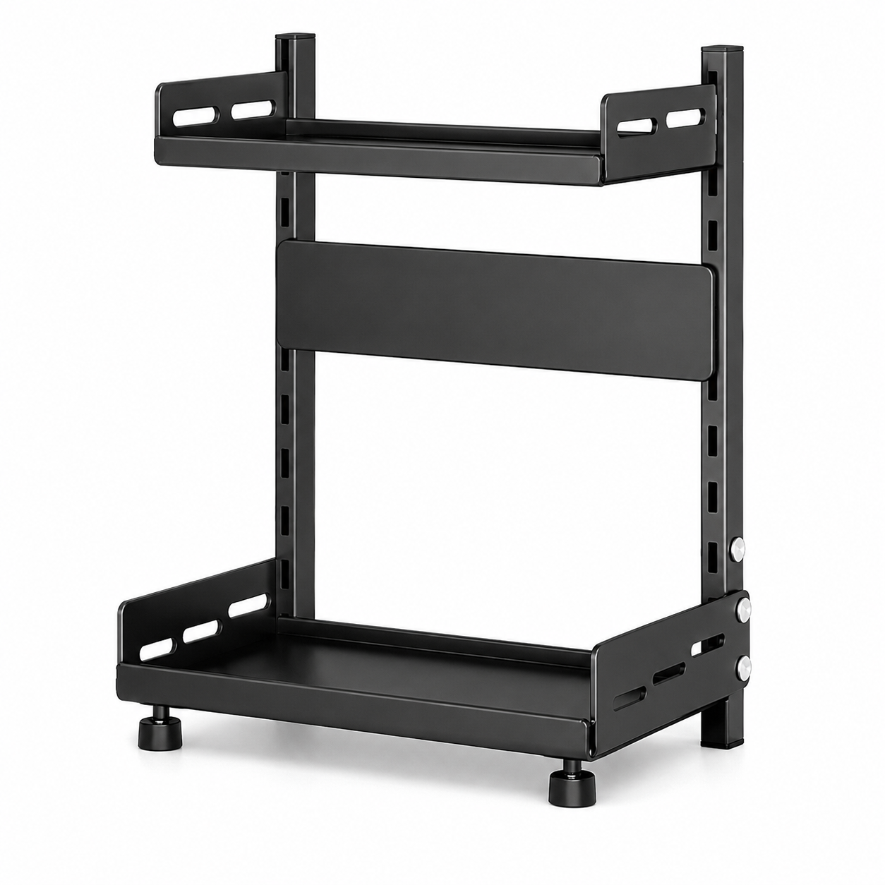 Spice Storage Rack 2 Tier Adjustable Metal Countertop Organiser with Drawer Shelf