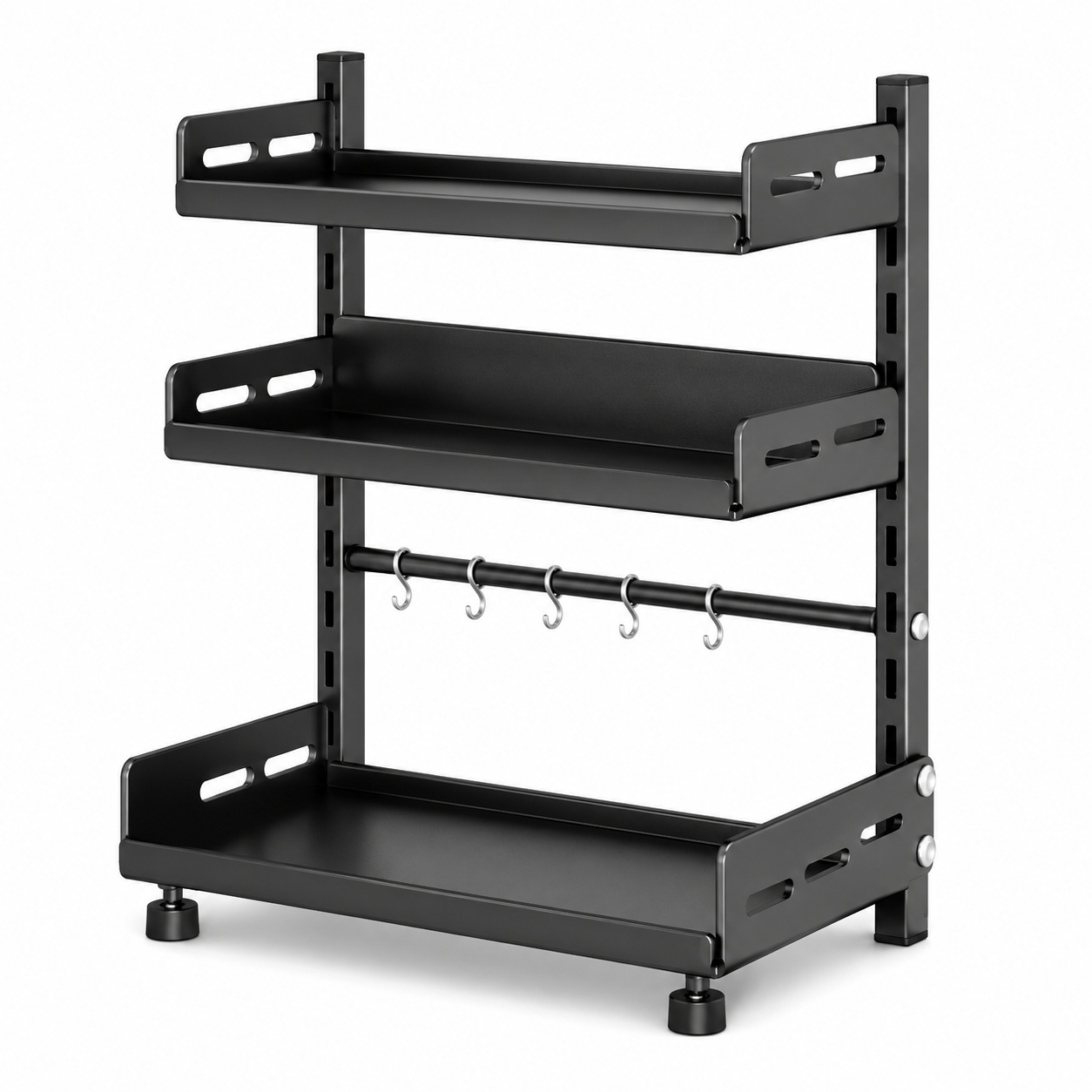 Spice Storage Rack 3 Tier Adjustable Metal Countertop Organiser with Drawer Shelf