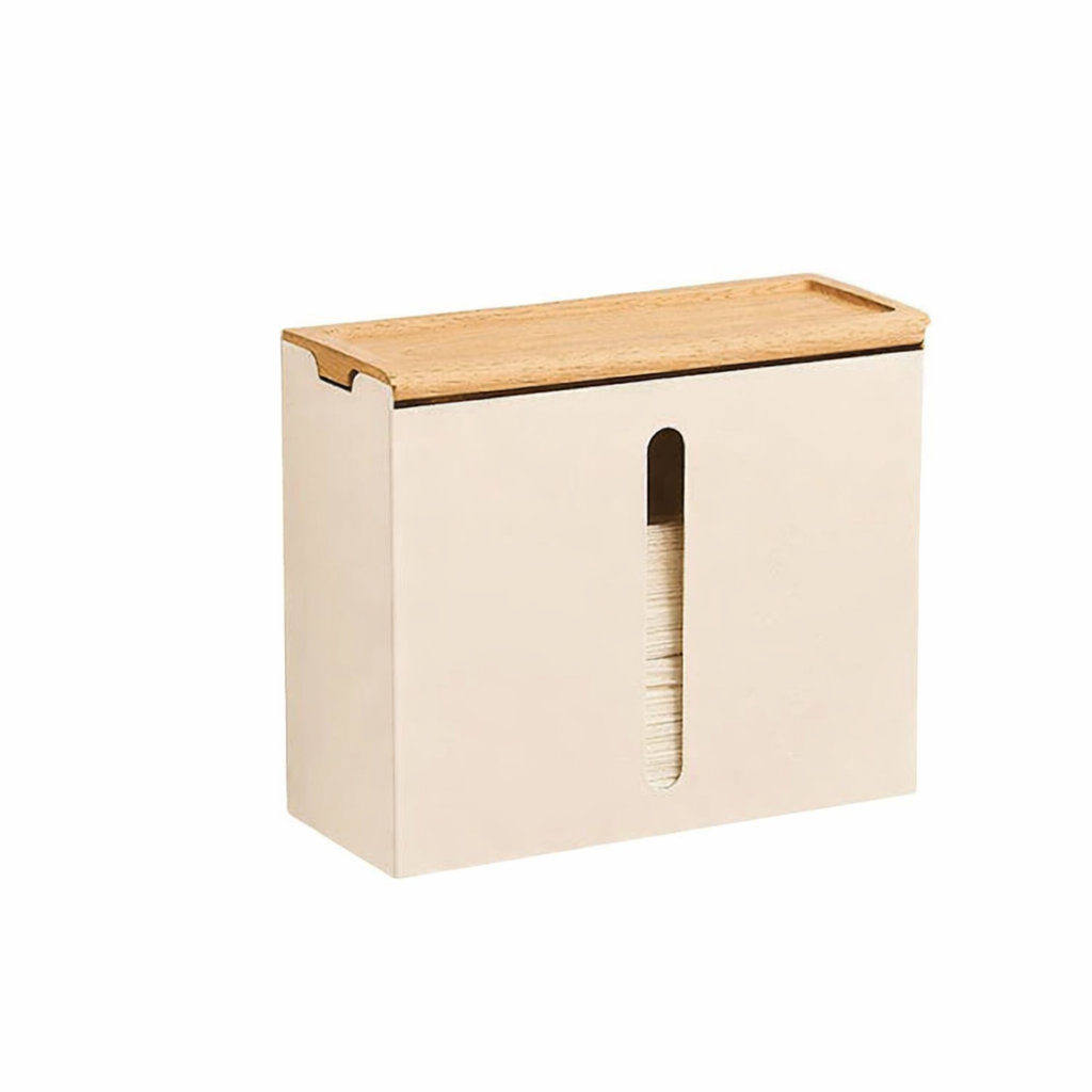 Portable Wooden Wall Mounted Small Toilet Tissue Holder Storage Box, White Bathroom Organizer