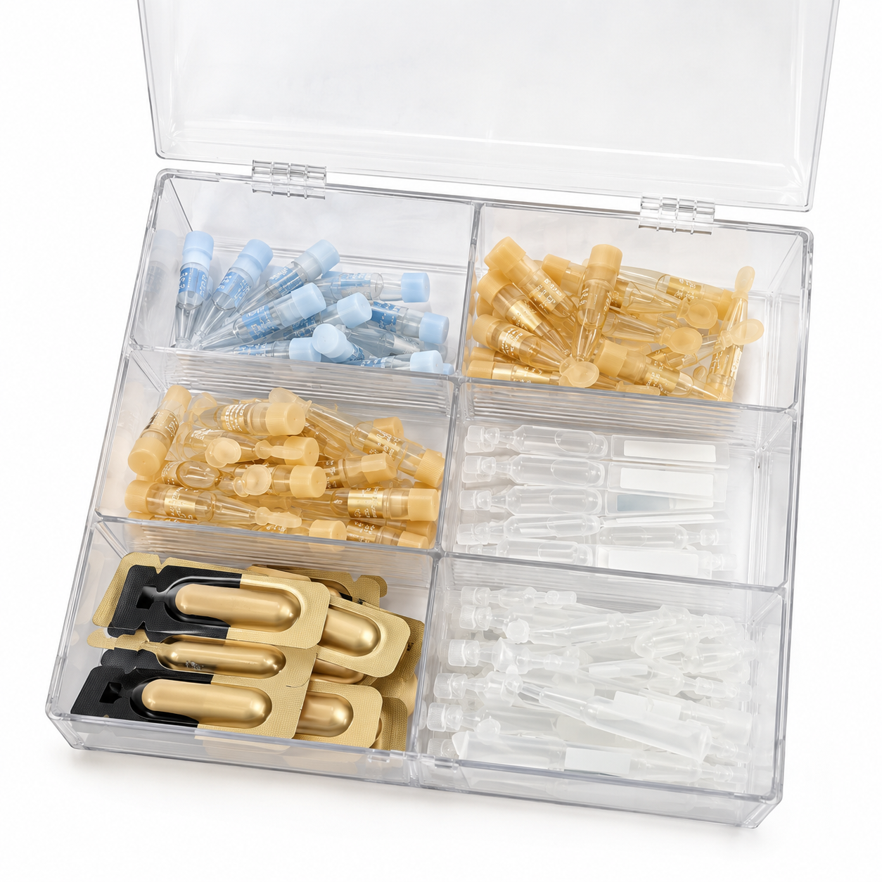 Portable Dustproof Contact Lens Storage Box Flip Cover 6 Compartment Plastic Organizer Case