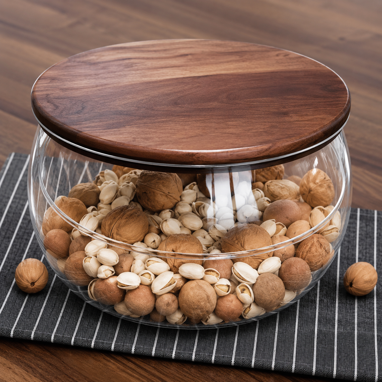 Storage Jar Portable Airtight Glass Container 2-3L with Acacia Wood Lid Large Capacity Pantry Organizer