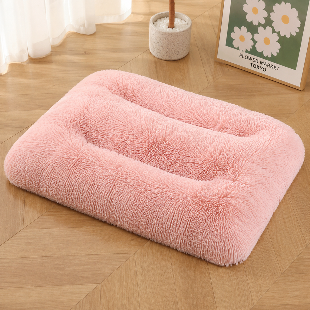 Portable Waterproof Plush Pet Bed 94 cm Washable Anti Slip Pet Cushion - Pink