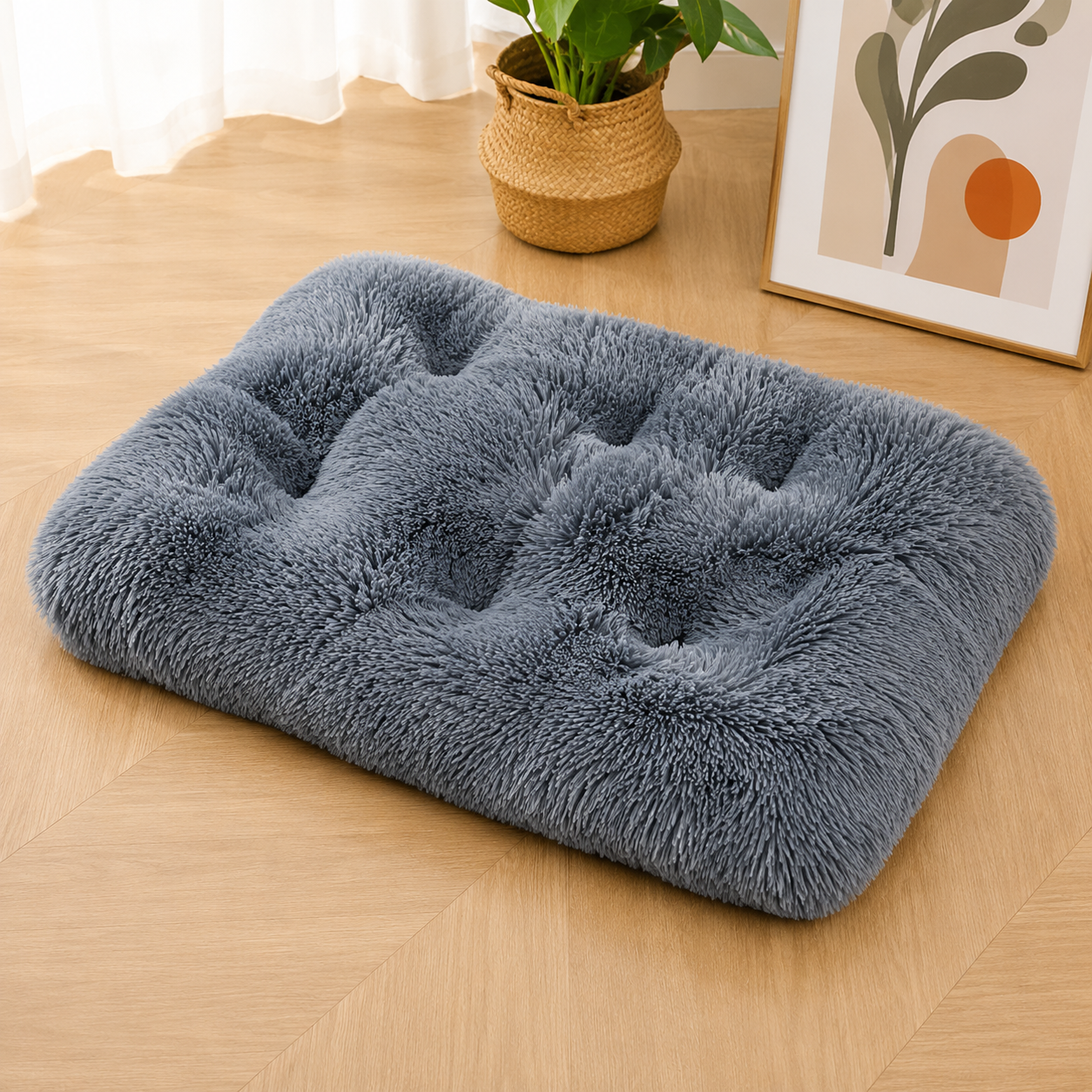 Portable Waterproof Plush Pet Bed 94 cm Washable Anti Slip Pet Cushion - Pink