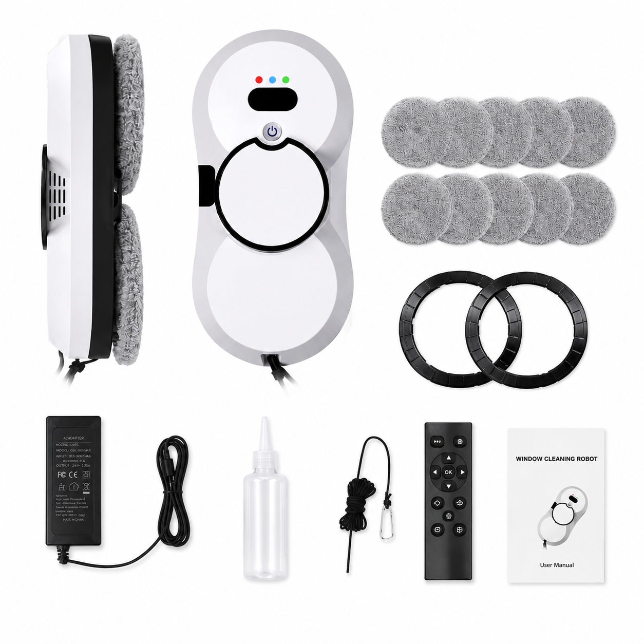 Window Cleaning Robot 5600Pa Auto Glass Cleaner with Water Spray 4m Cord for Home Windows