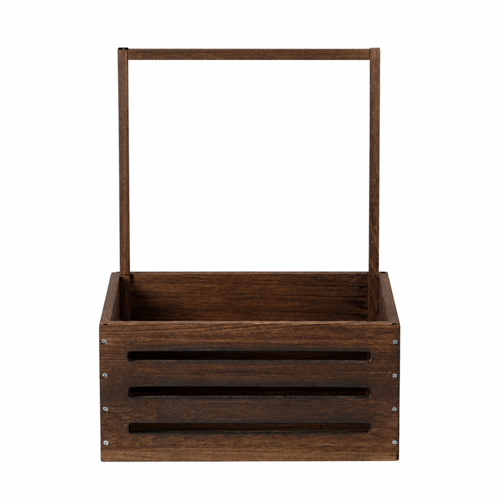 Storage Crate Portable Wooden Organizer Box with Handle Frame Set - Black