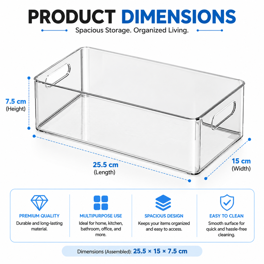 Fridge Organizer Stackable Clear Food Storage Bin with Handles