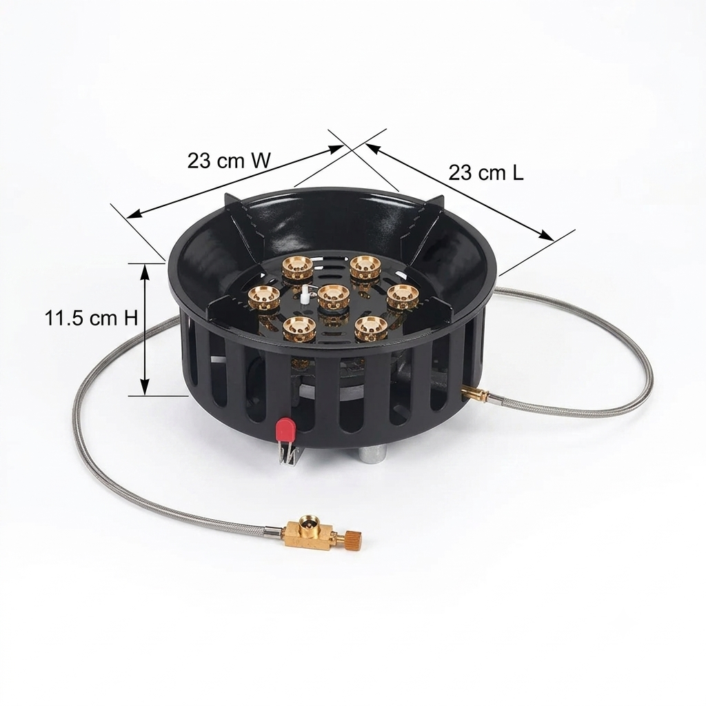 Portable Camping Stove with 7-Core Burner Electronic Ignition and Windproof Shield