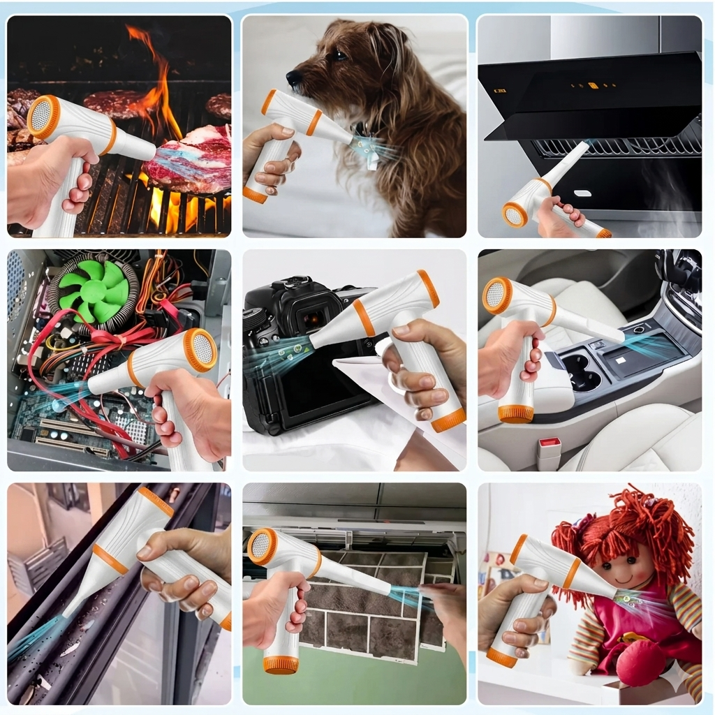 Wireless Air Duster 130000RPM Electric Blower Rechargeable Keyboard PC Cleaner White
