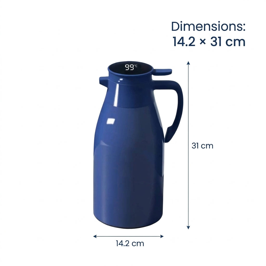 Thermos Jug 2L Digital Temperature Display Insulated Coffee Flask - Red