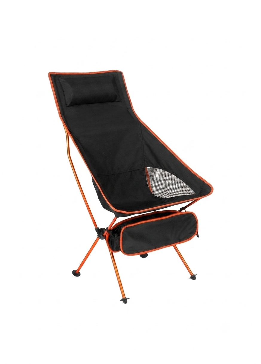 Camping Folding Chair Portable Moon Chair Ultralight Aluminum Outdoor Seat with Armrests - Orange