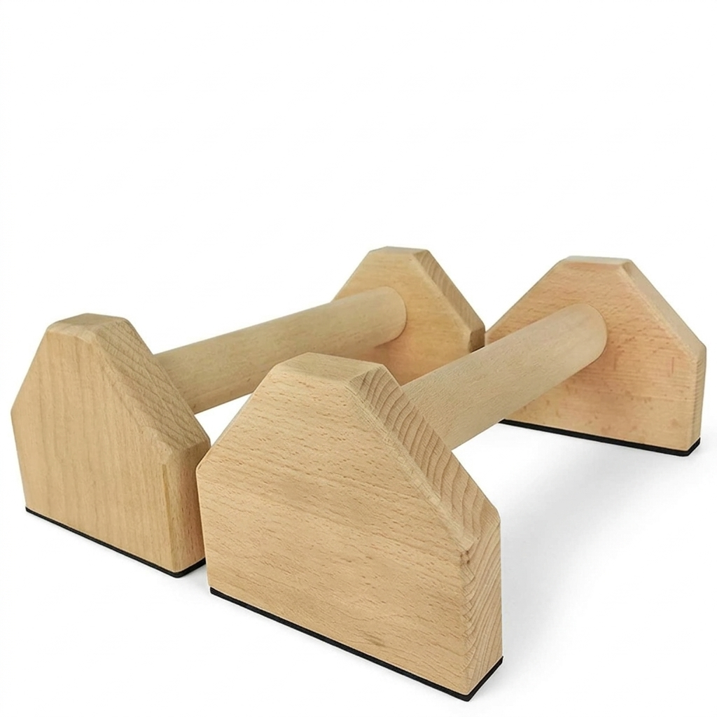 Wooden Push Up Bars Non Slip Parallettes Stand Heavy Duty Home Strength Training - 1 Pair