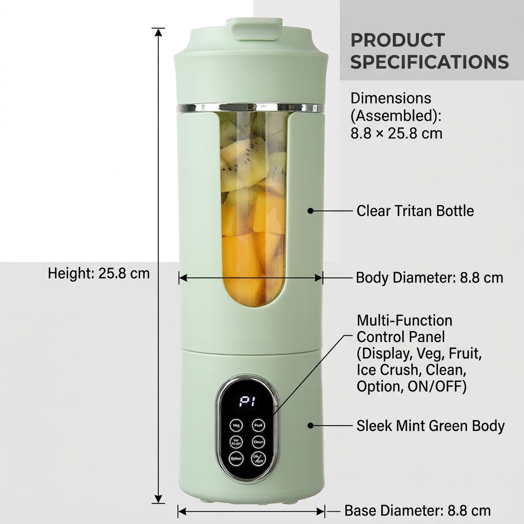 Juicer Cup USB Rechargeable Portable Juice Maker with Compact Design - Green