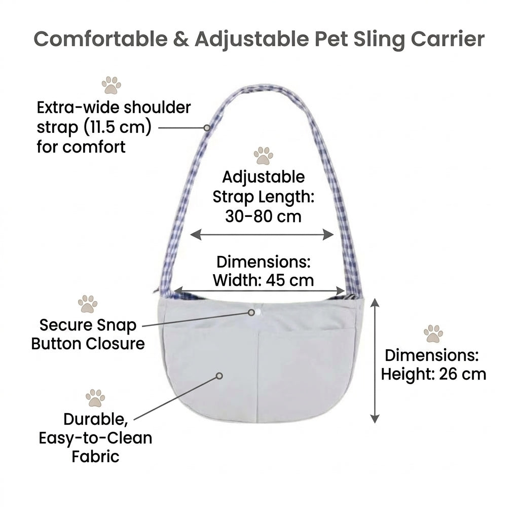 Pet Sling Carrier Cotton Canvas Shoulder Bag with Lace Pocket and Adjustable Strap - Pink