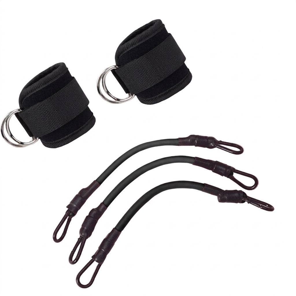 Ankle Strap Resistance Bands Set Adjustable Elastic Leg Training Workout Equipment - Black