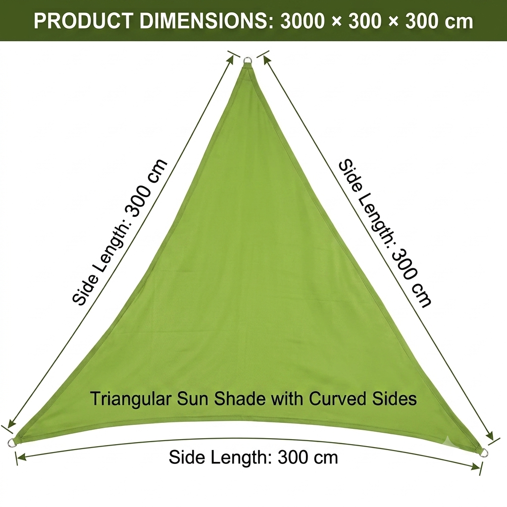 Sun Shade Sail 3x3x3m Triangle Waterproof Canopy for Outdoor Camping - Green