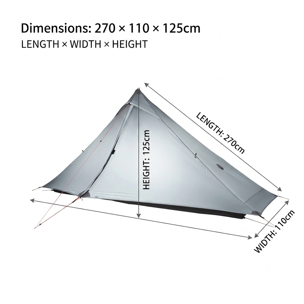 Camping Tent 1 Person Ultralight 819g Four Season Waterproof Trekking Shelter 3000mm - Green
