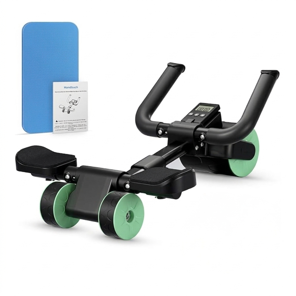 Adjustable Ab Roller Four Wheel Rebound Core Trainer Plank Support Fitness Equipment - Green