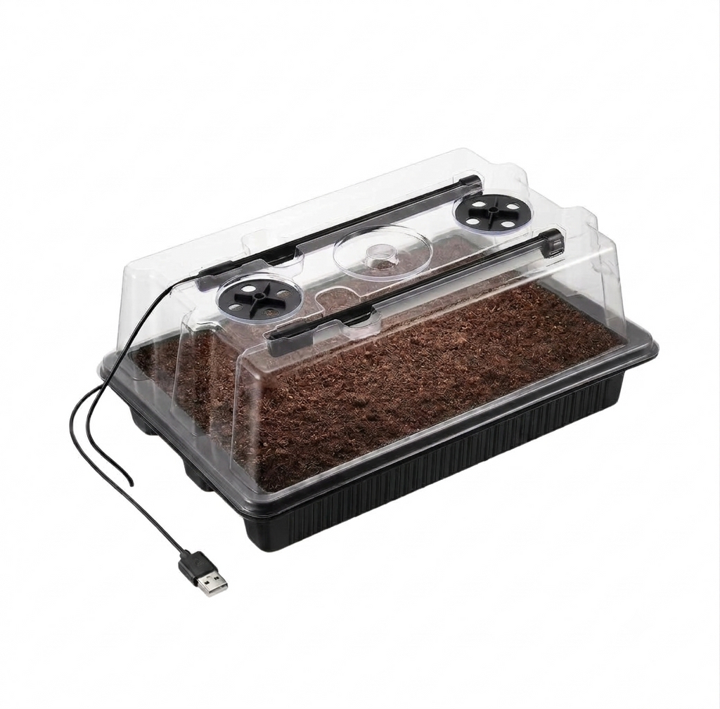 Seed Starter Tray 40 Cells with 2 LED Grow Lights and Humidity Dome for Home Gardening