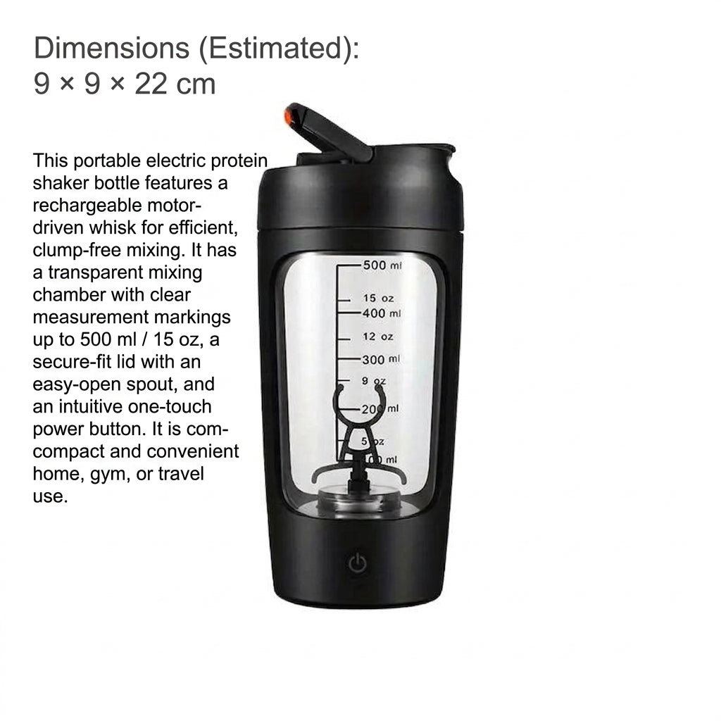 Electric Protein Shaker Bottle 500mL USB Rechargeable 7000RPM Automatic Mixer with Tritan Cup - White