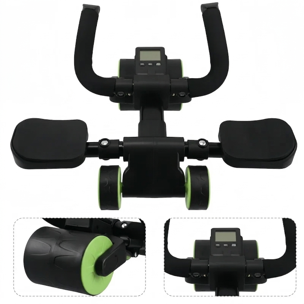 Adjustable Ab Roller Four Wheel Rebound Core Trainer Plank Support Fitness Equipment - Green