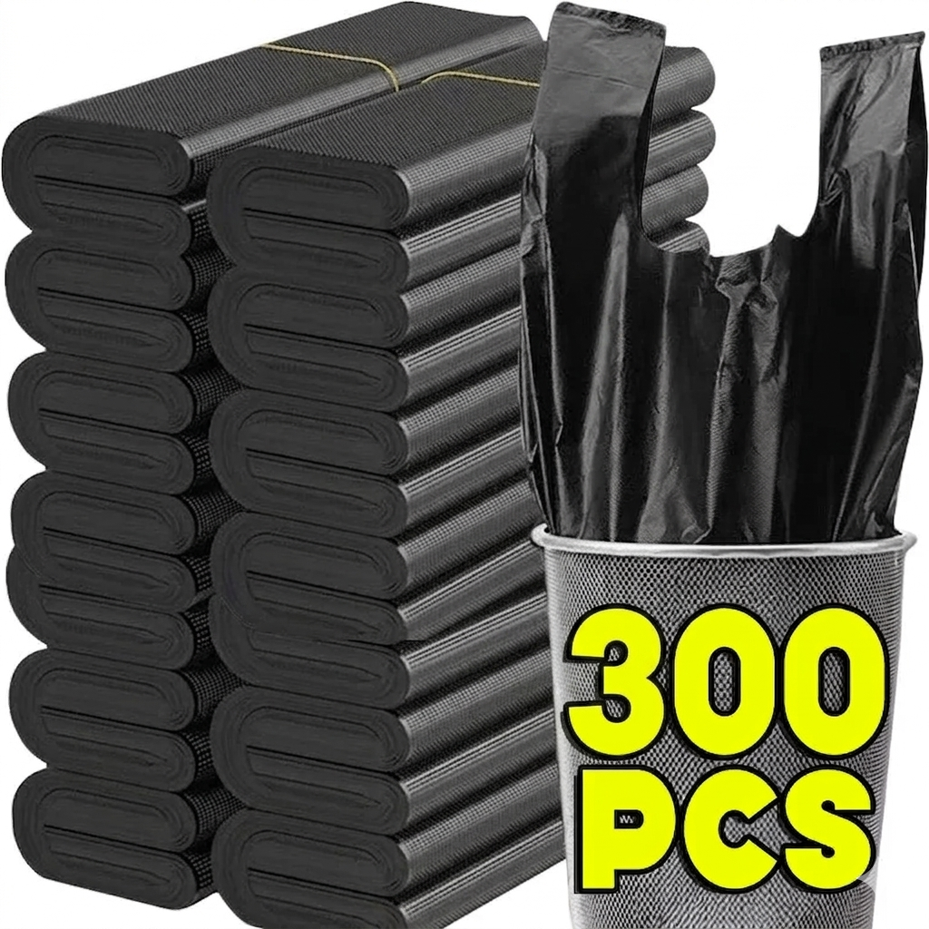 Garbage Bags Heavy Duty Vest Style Disposable Bags for Kitchen and Household Use 300 Pack