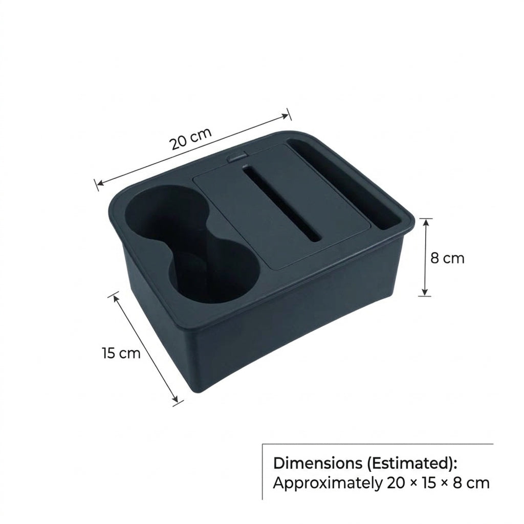 Car Console Storage Box Tissue Holder with Dual Cup Slots and Centre Compartment - Orange