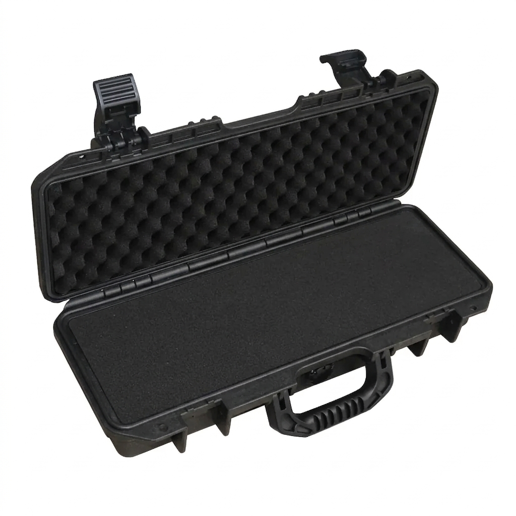 Portable Waterproof Long Tool Box PP Plastic Storage Case with Optional Foam Insert - 46 cm Black