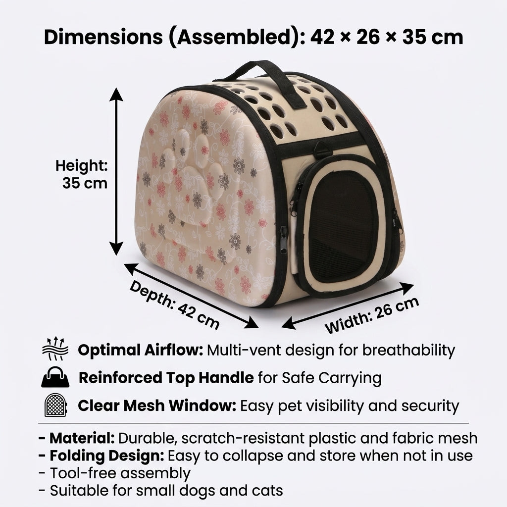 Pet Carrier Bag Foldable Breathable EVA Travel Carrier with Ventilation for Dogs and Cats