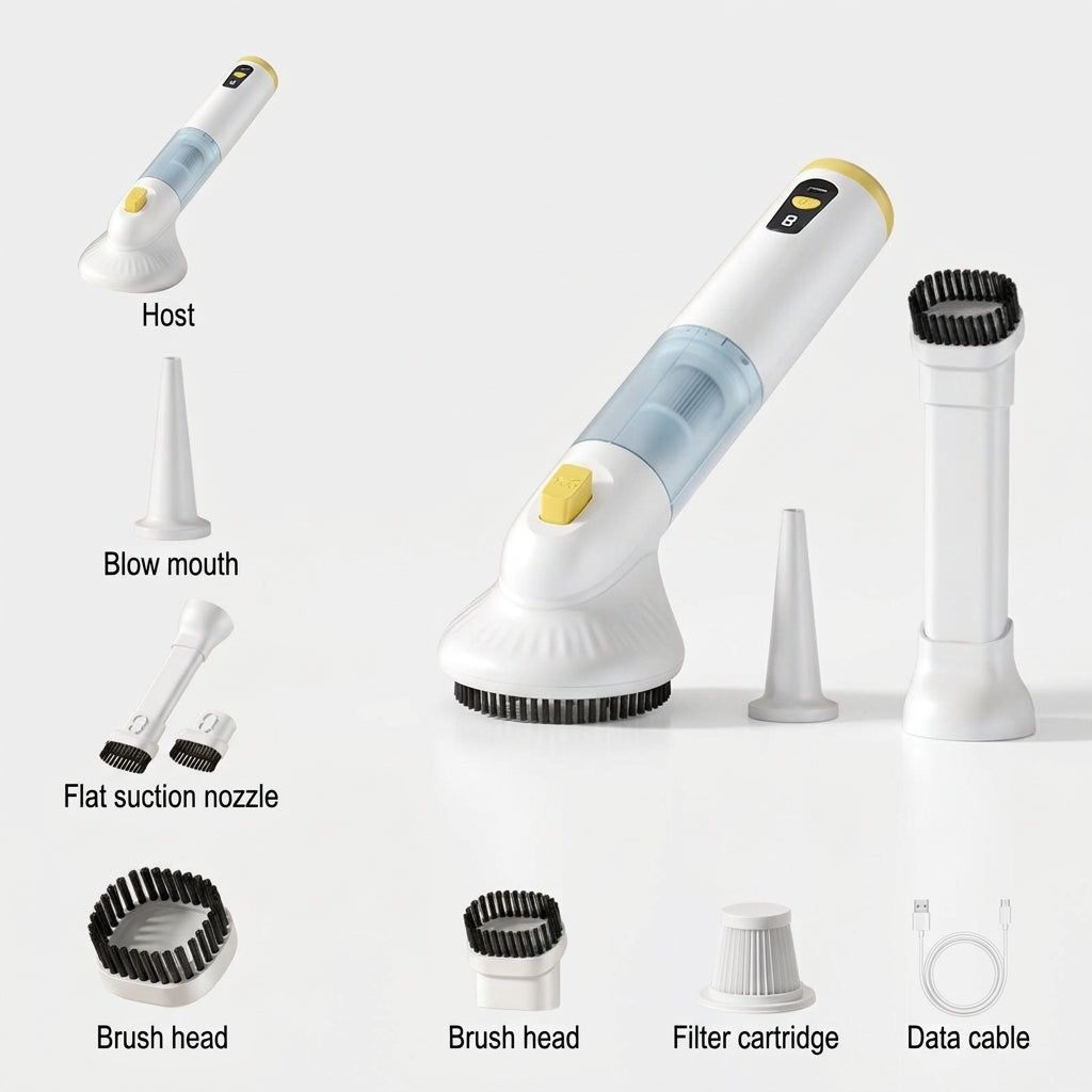 Pet Hair Vacuum 0.5 L Handheld USB Rechargeable Cleaner with Brush - Yellow