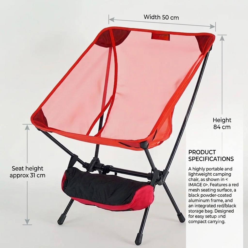 Moon Chair Portable Folding Camping Chair Lightweight Outdoor Seat with Storage Bag - Green