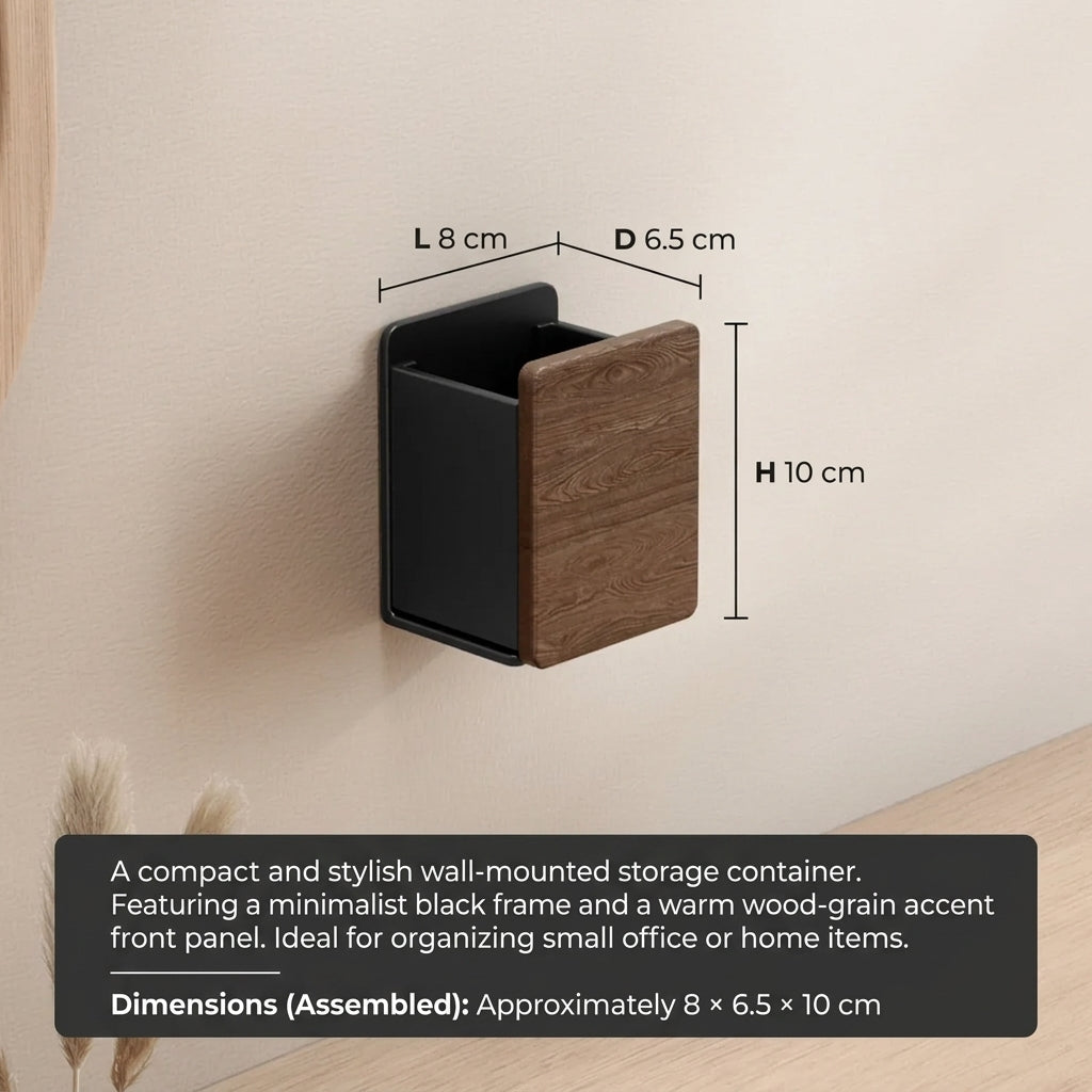 Small Wooden Desk Organiser Box for Remote Controls and Stationery - Black
