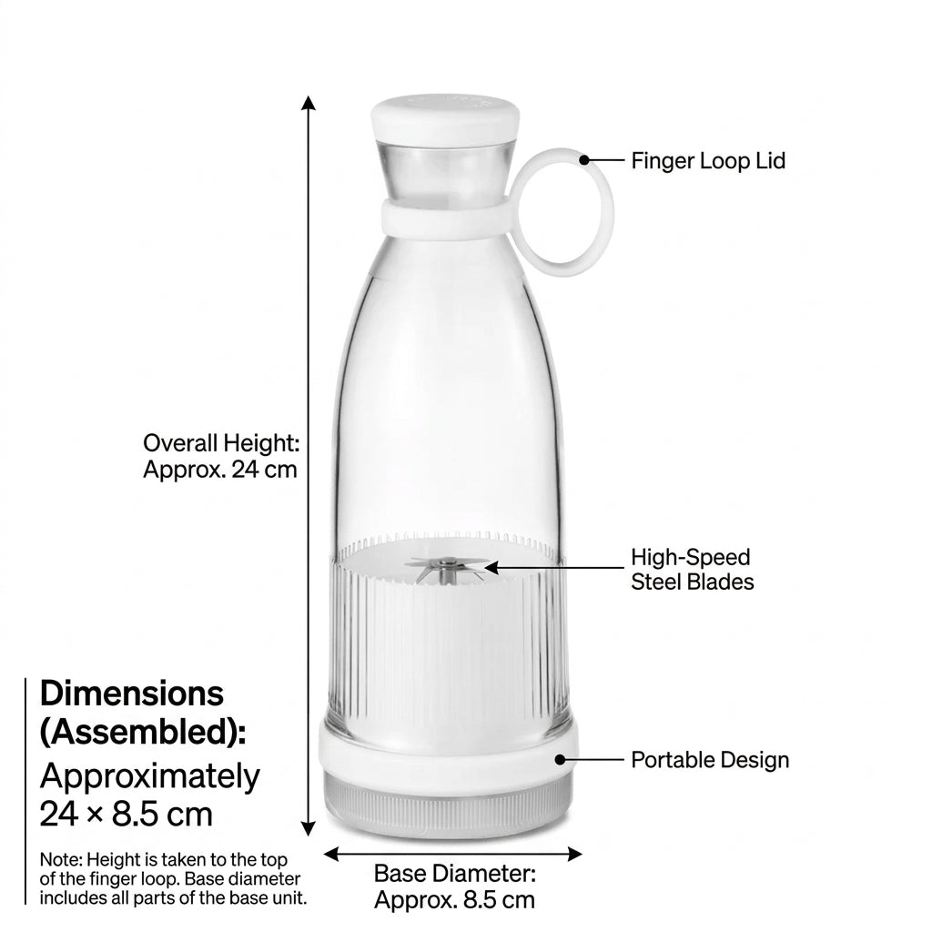Juicer 380mL Portable Rechargeable USB Blender 60W Fresh Juice Mixer with 1400mAh Battery - Blue