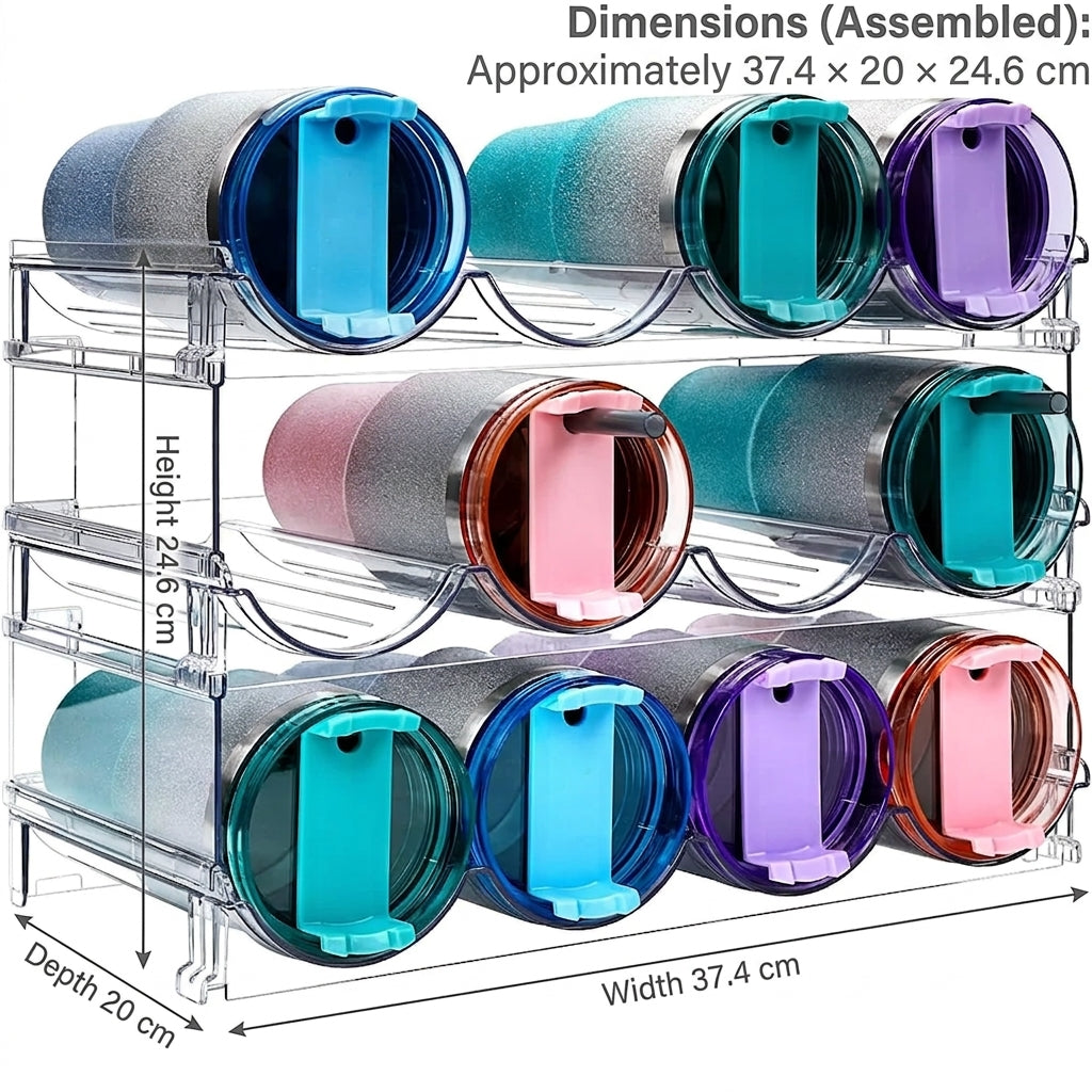 Water Bottle Rack 3 Tier Stackable PET Storage Holder