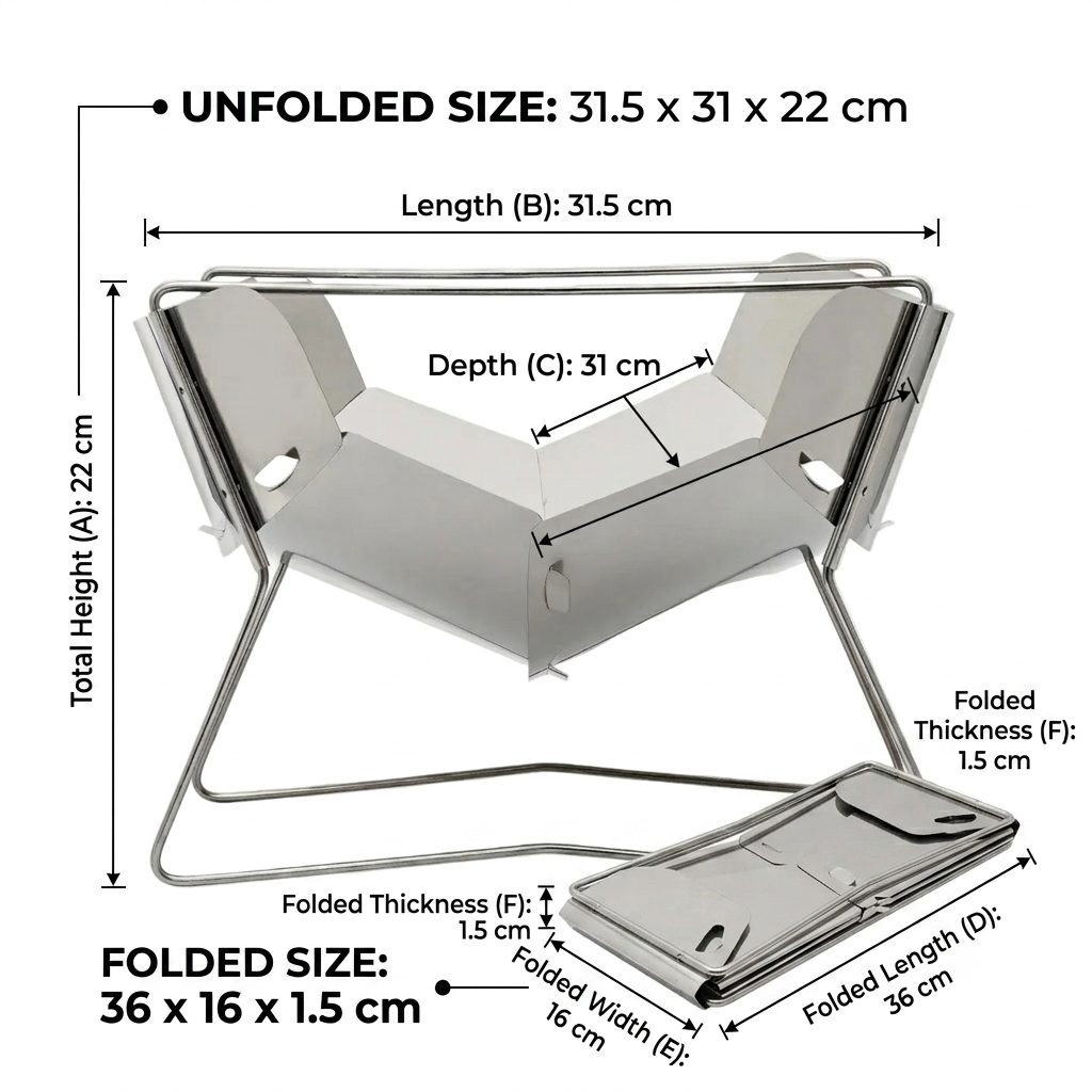 Camping Cooking Rack Foldable Stainless Steel Outdoor Meal Prep Stand 453g - Silver