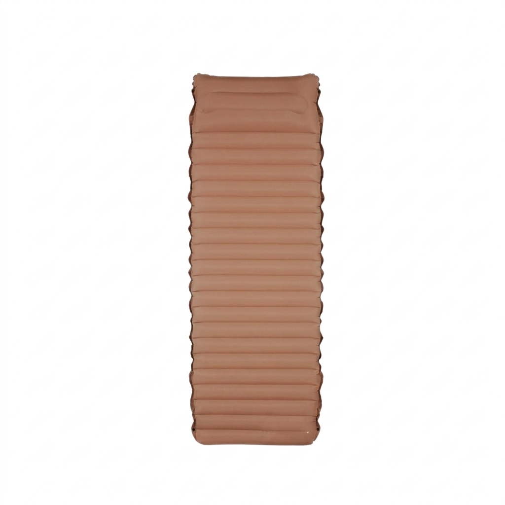 Camping Sleeping Pad Inflatable Mattress 195cm Ultralight Foldable Air Bed with Foot Pump - Brown