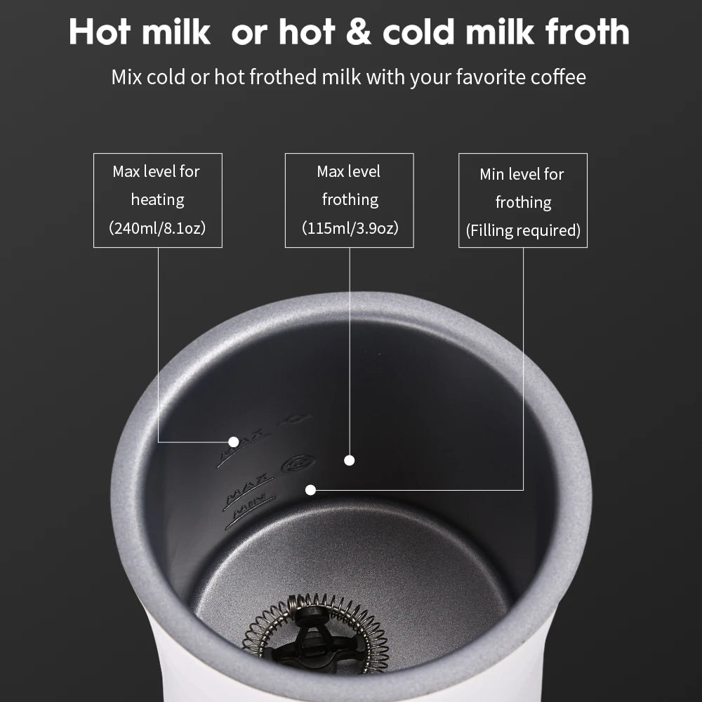 Electric Milk Frother 4-in-1 Automatic Hot and Cold Foam Maker – White