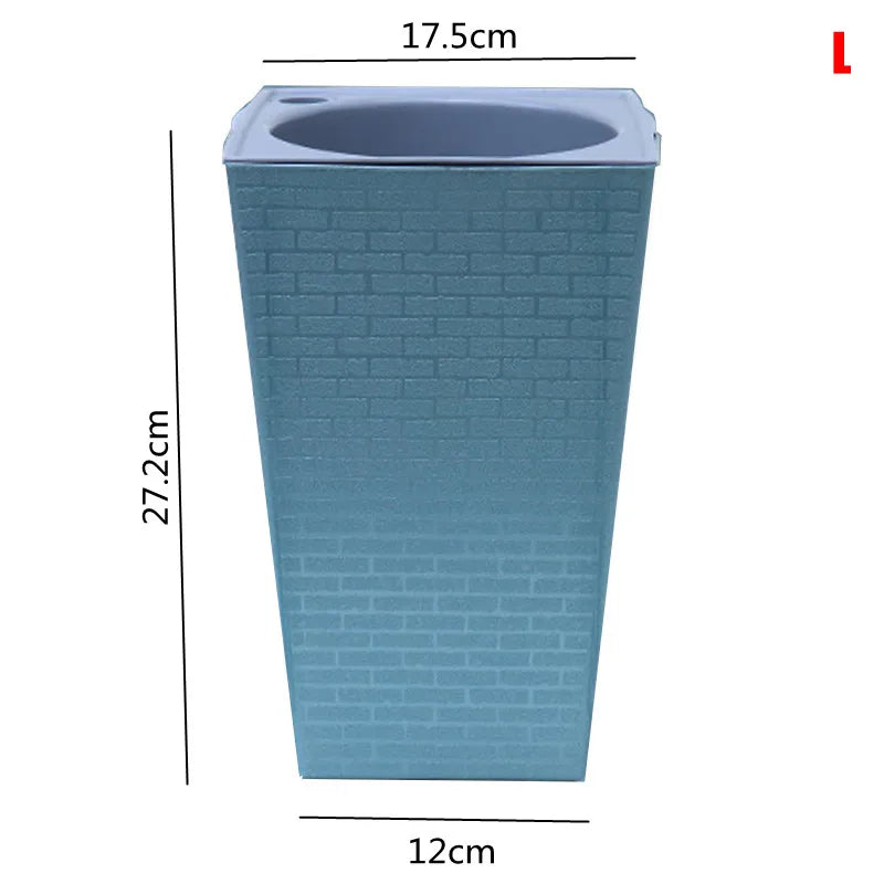 Brick Pattern Tall Flower Pot 27.2cm Plastic Planter With Self-Watering Cotton Rope – Silver