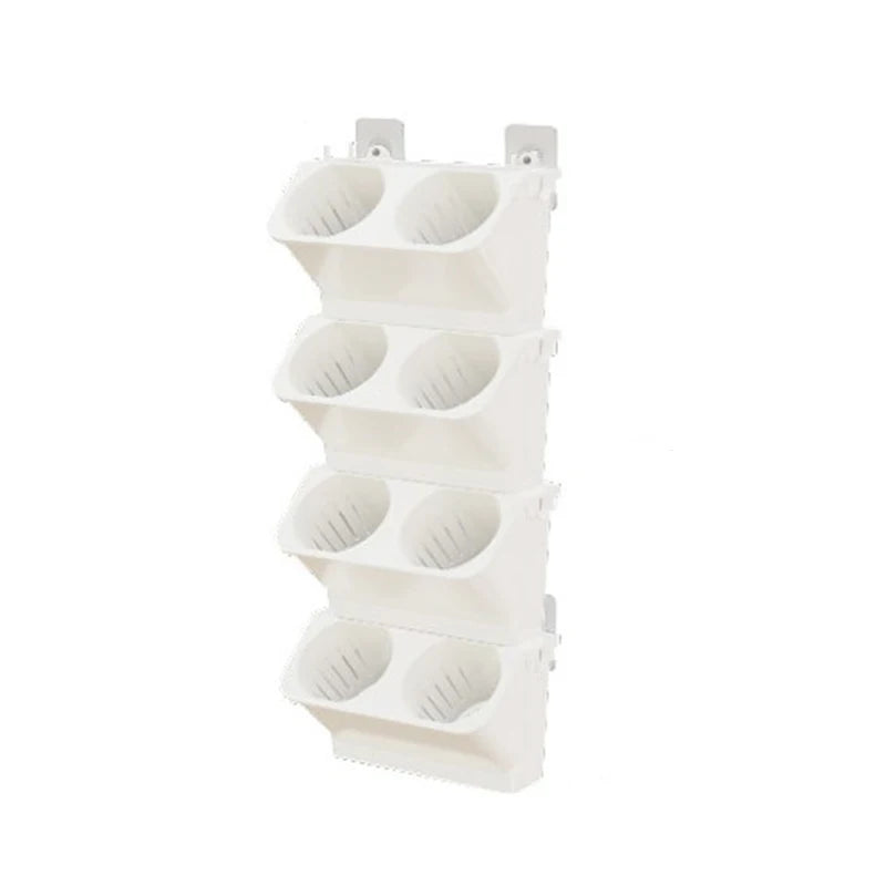 4 pcs Stackable Self Watering Wall Planter Flower Pots - White