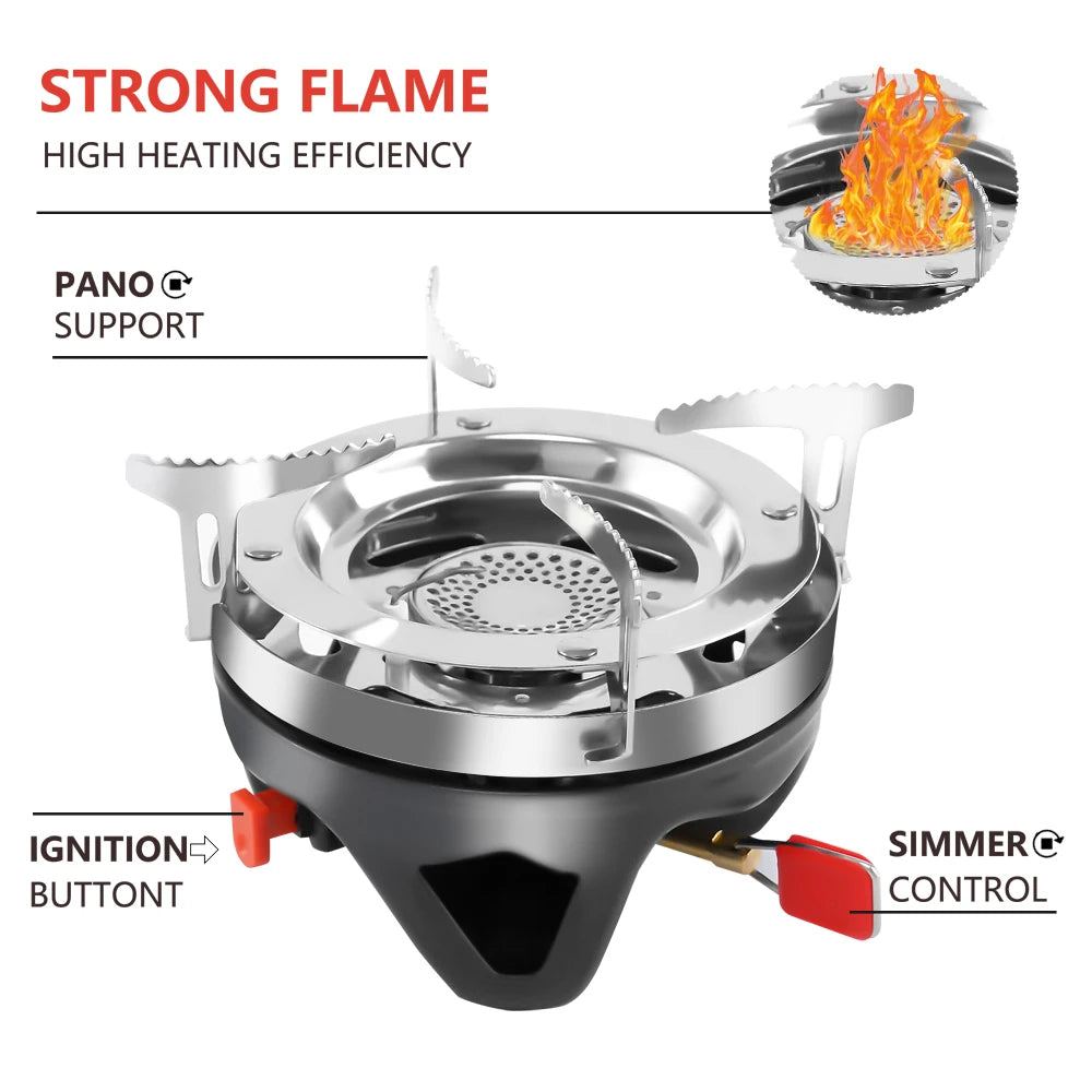 Camping Stove 1400mL Heat Exchanger Pot Portable Outdoor Cooking System – Brown