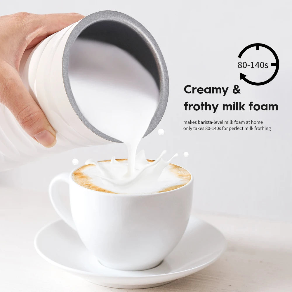 Electric Milk Frother 4-in-1 Automatic Hot and Cold Foam Maker – White