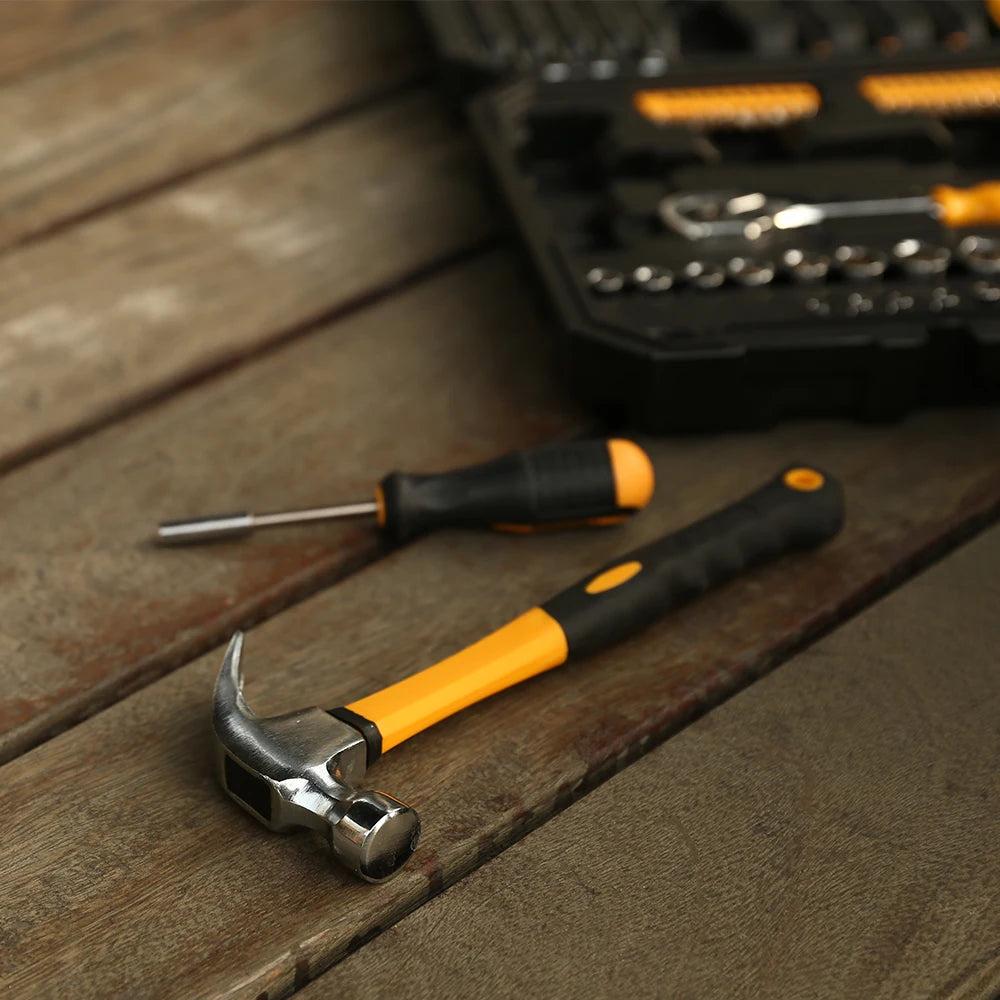 126 Piece Home DIY Auto Repair Tool Set with Ratchet Sockets and Plastic Case