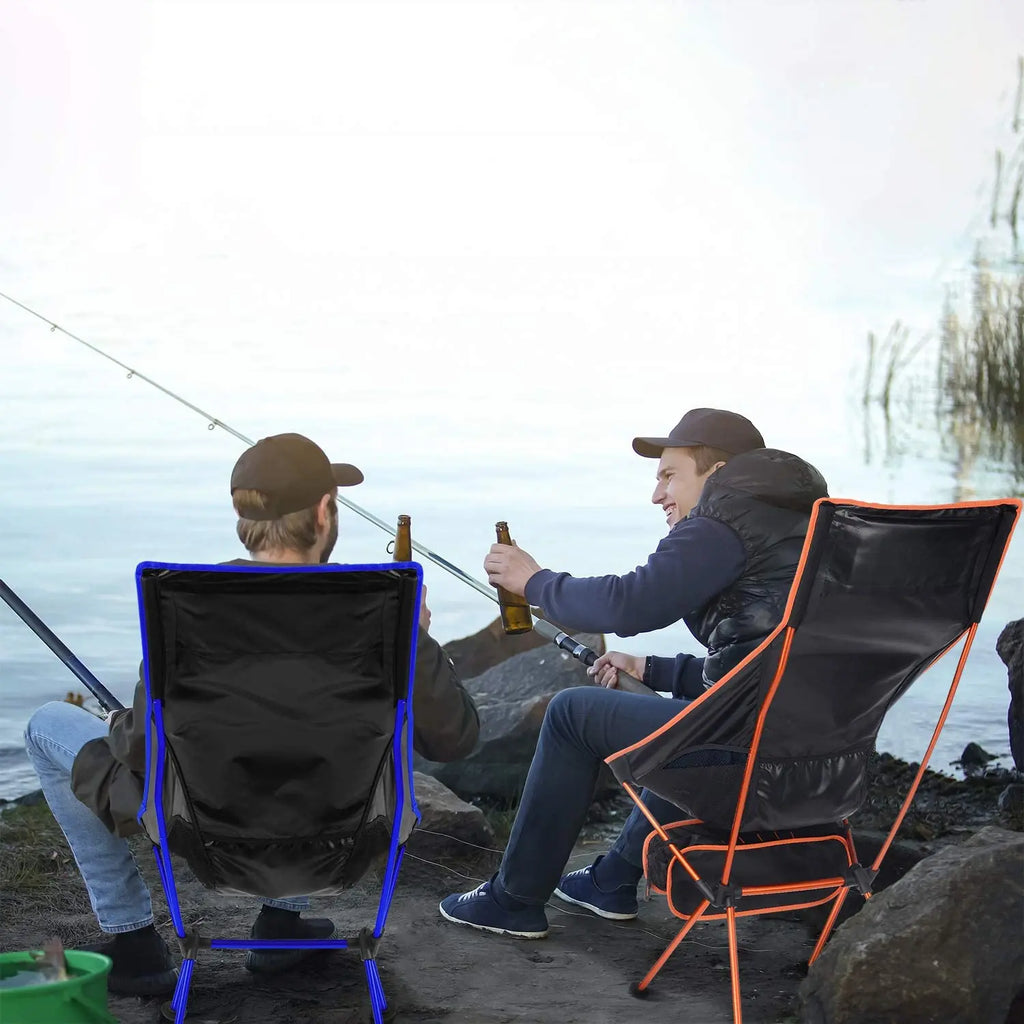 Camping Folding Chair Portable Ultralight Aluminum Outdoor Seat Oxford Cloth - Red