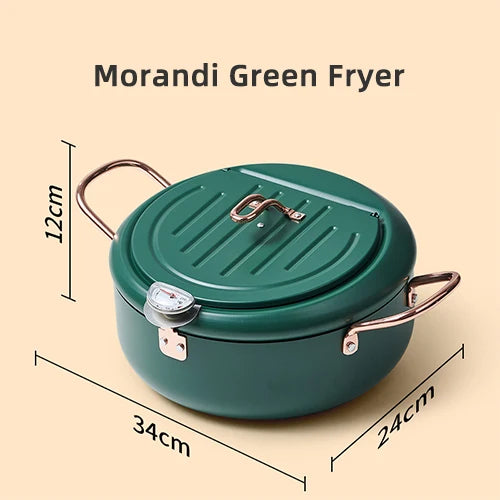 24CM 304 Stainless Steel Deep Frying Pot – Temperature Control Fryer – Gas & Induction Compatible
