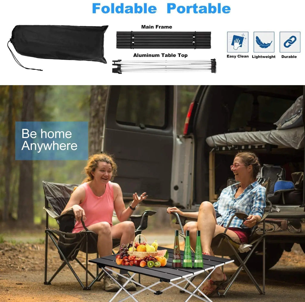 Camping Table Folding Portable Aluminum Outdoor Table 56cm Lightweight Picnic Desk - Large
