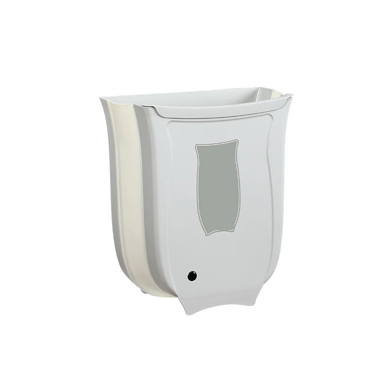 Wall Mounted Foldable Trash Bin Kitchen Cabinet Hanging Waste Bin – White